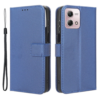 For Motorola Moto G Stylus (2023) PU Leather Flip Case Diamond Texture Wallet Stand Phone Cover