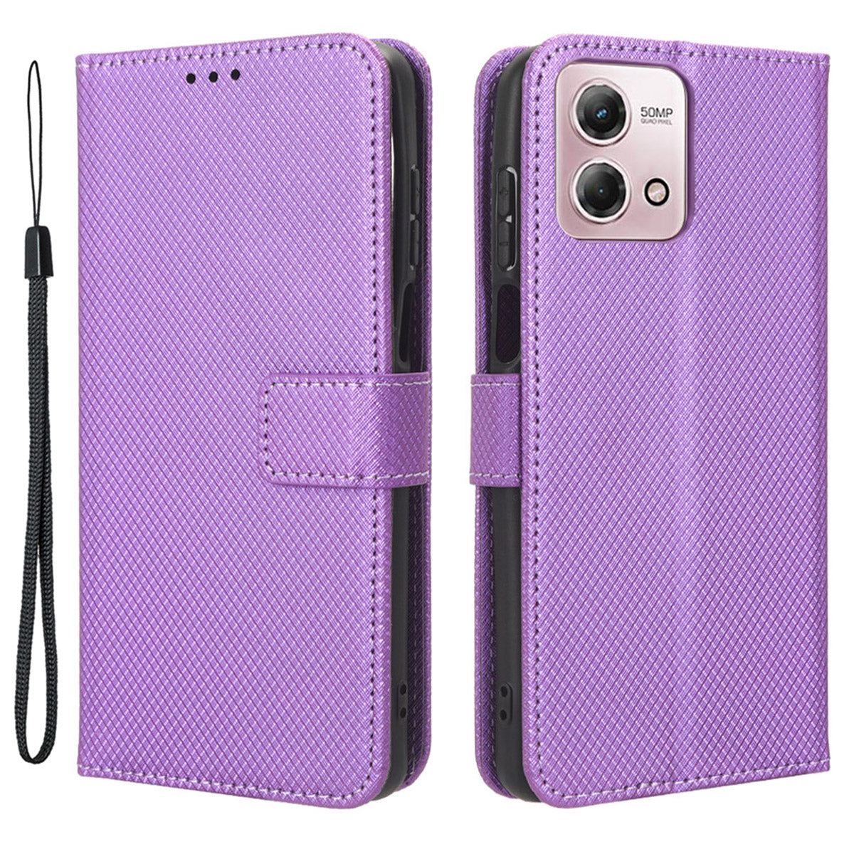 For Motorola Moto G Stylus (2023) PU Leather Flip Case Diamond Texture Wallet Stand Phone Cover
