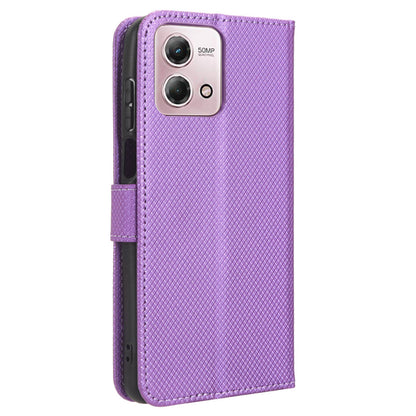 For Motorola Moto G Stylus (2023) PU Leather Flip Case Diamond Texture Wallet Stand Phone Cover