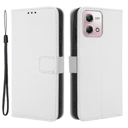 For Motorola Moto G Stylus (2023) PU Leather Flip Case Diamond Texture Wallet Stand Phone Cover