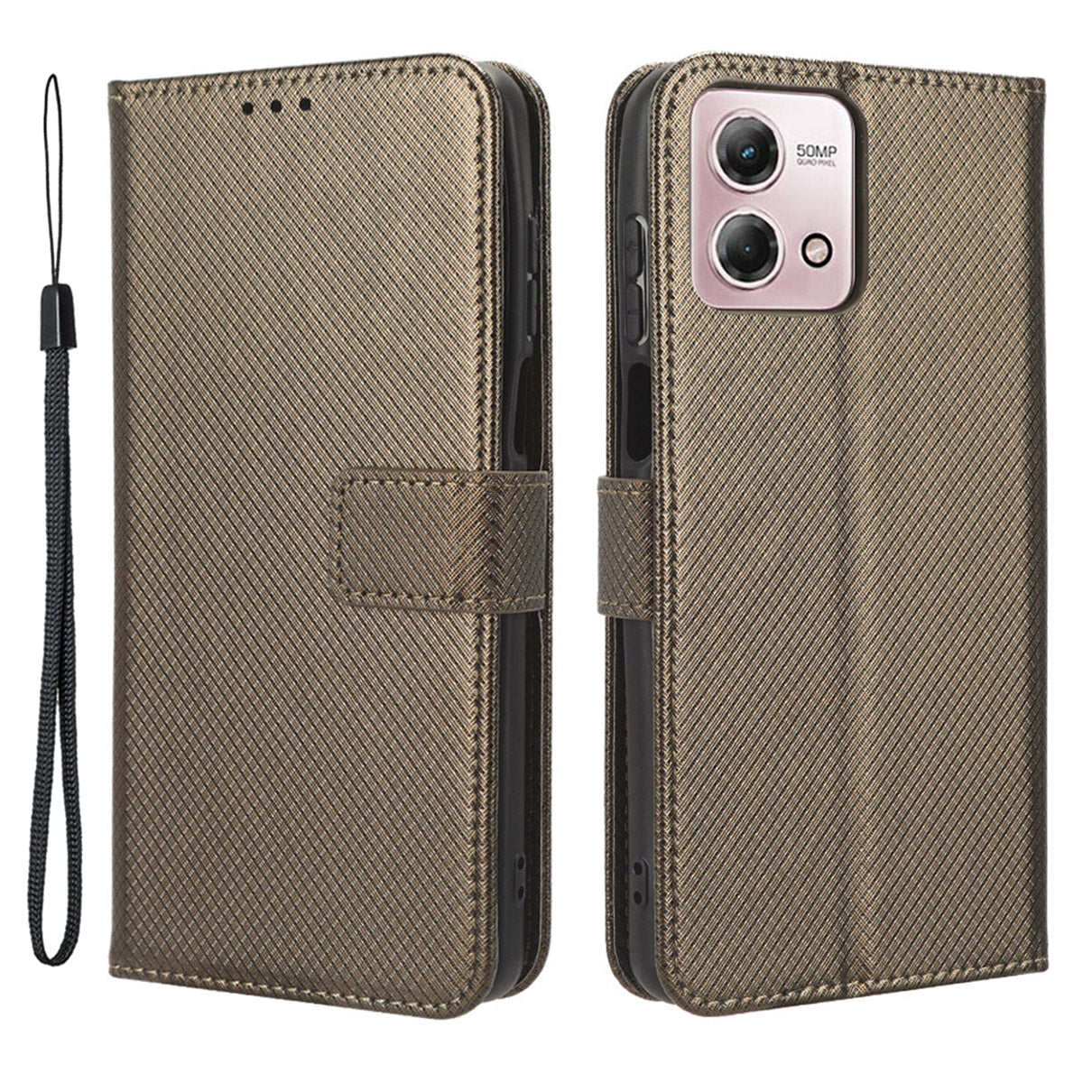 For Motorola Moto G Stylus (2023) PU Leather Flip Case Diamond Texture Wallet Stand Phone Cover