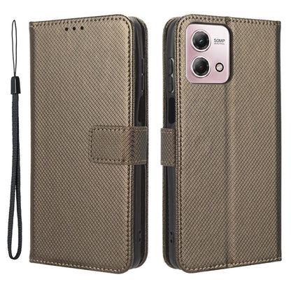 For Motorola Moto G Stylus (2023) PU Leather Flip Case Diamond Texture Wallet Stand Phone Cover