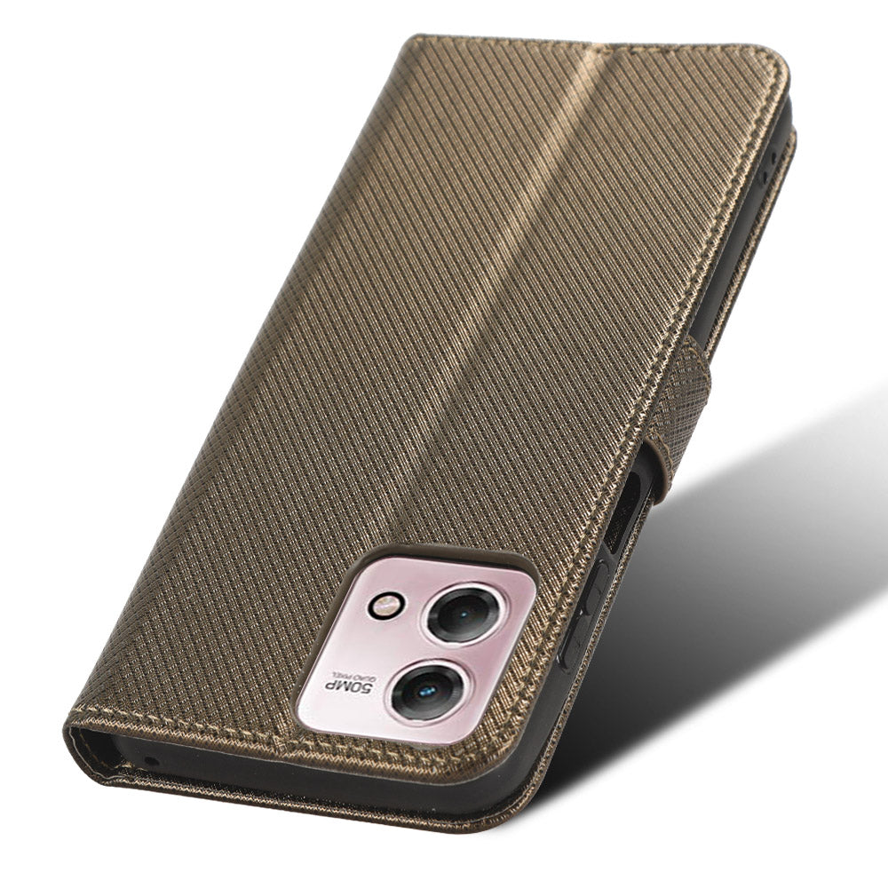 For Motorola Moto G Stylus (2023) PU Leather Flip Case Diamond Texture Wallet Stand Phone Cover