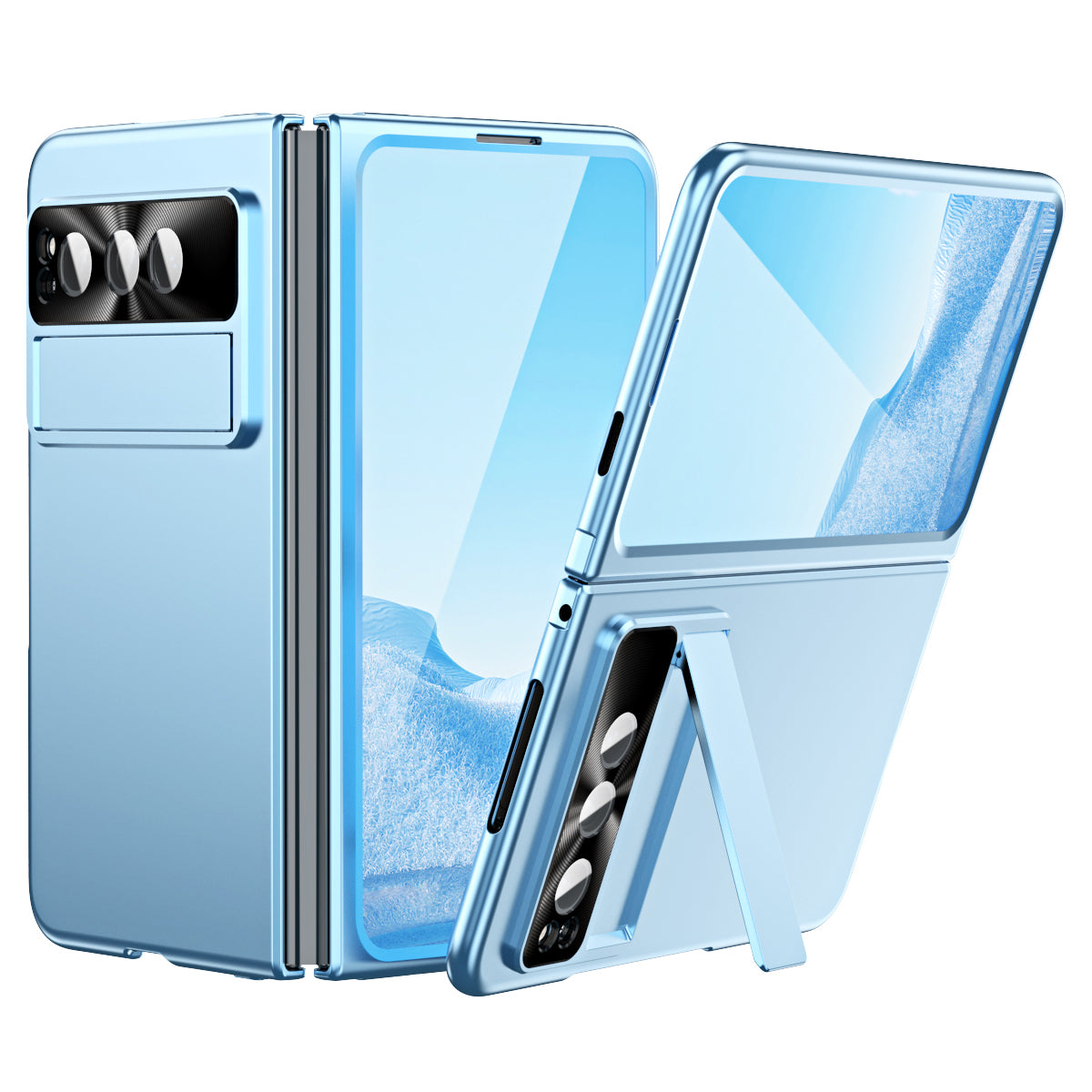 For Google Pixel Fold Electroplating Kickstand Phone Case PC Phone Cover