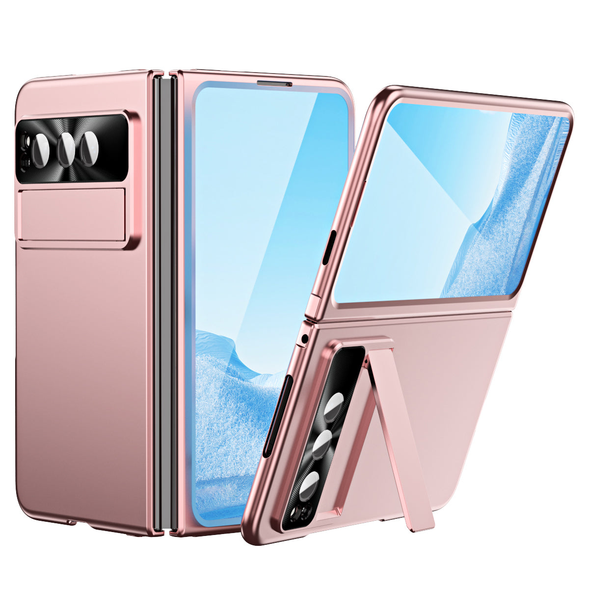For Google Pixel Fold Electroplating Kickstand Phone Case PC Phone Cover