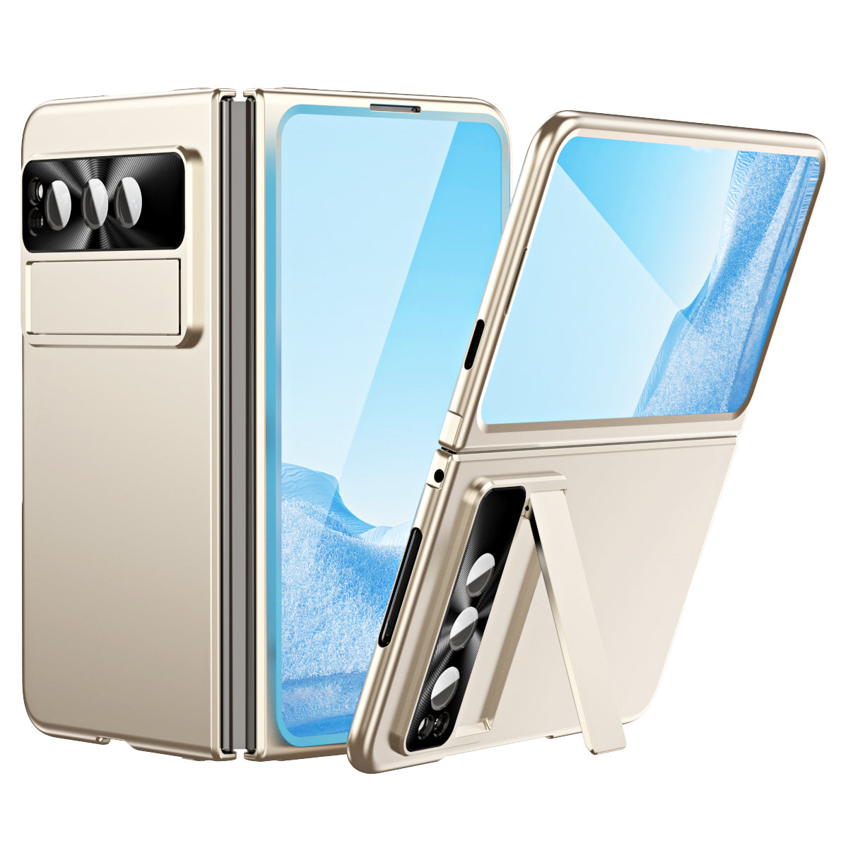 For Google Pixel Fold Electroplating Kickstand Phone Case PC Phone Cover