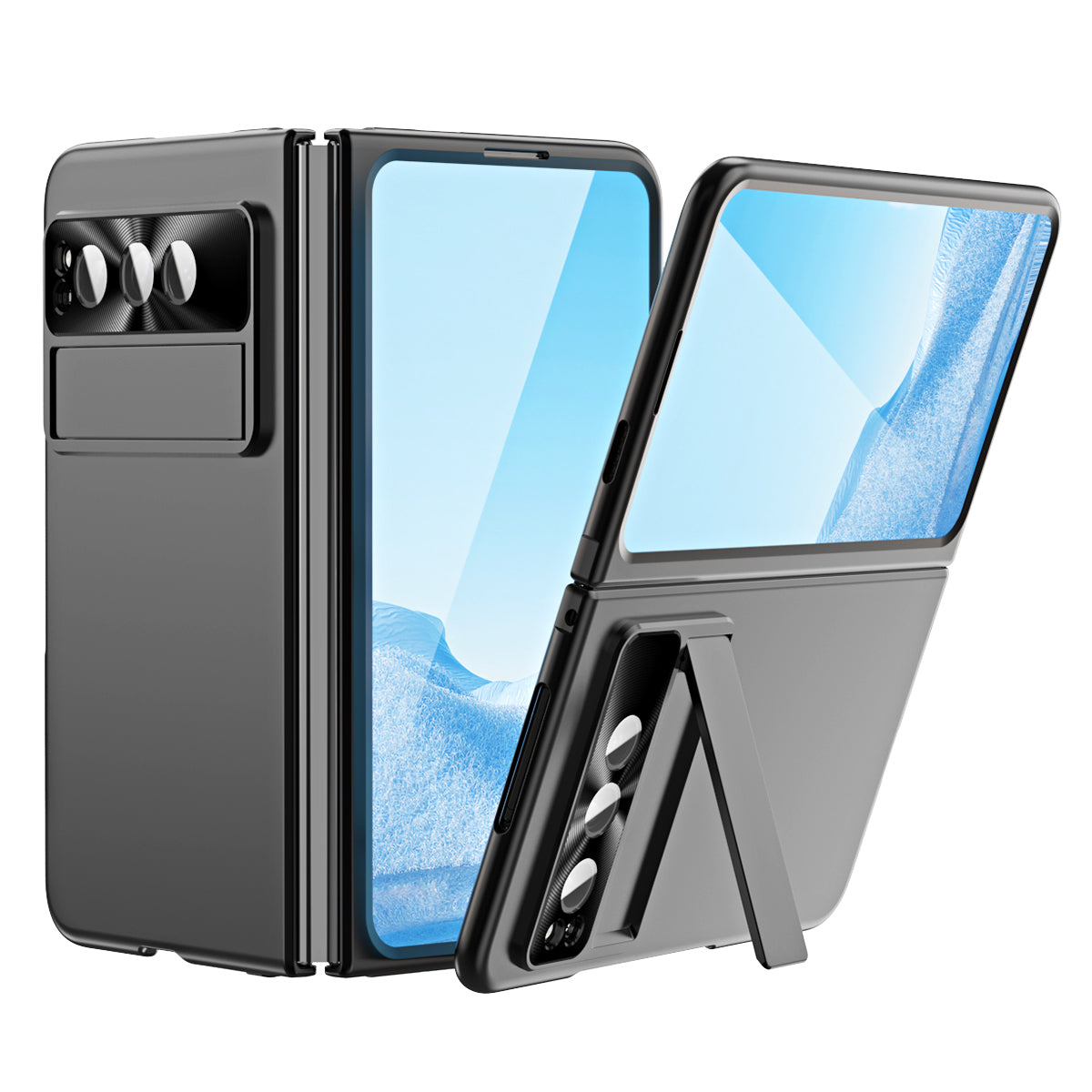 For Google Pixel Fold Electroplating Kickstand Phone Case PC Phone Cover