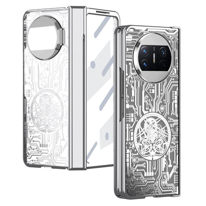For Huawei Mate X3 5G Mechanical Legend Series Phone Case Electroplating PC Cover with Tempered Glass Film