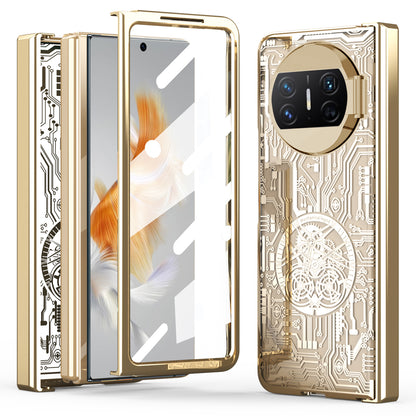 For Huawei Mate X3 5G Mechanical Legend Series Phone Case Electroplating PC Cover with Tempered Glass Film