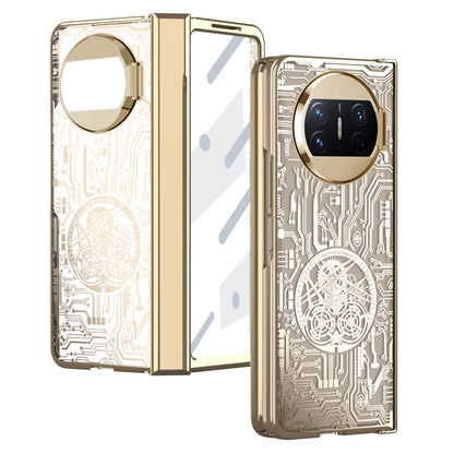 For Huawei Mate X3 5G Mechanical Legend Series Phone Case Electroplating PC Cover with Tempered Glass Film