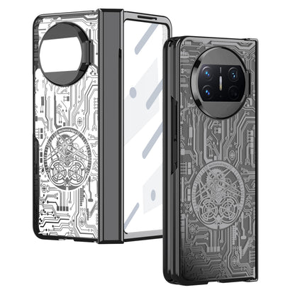 For Huawei Mate X3 5G Mechanical Legend Series Phone Case Electroplating PC Cover with Tempered Glass Film
