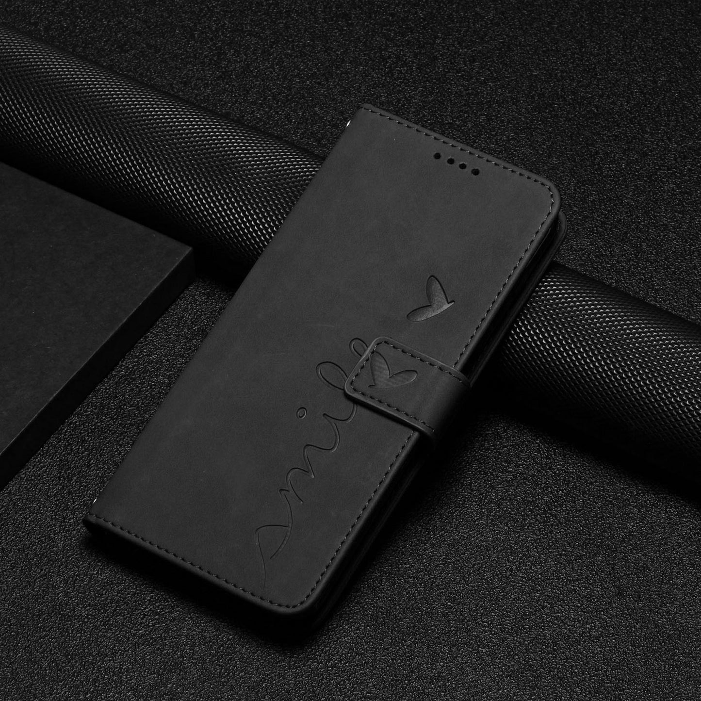 For Infinix Hot 30i Phone Cover Heart Imprint Leather Wallet Stand Phone Case with Shoulder Strap