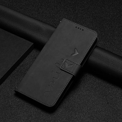 For Infinix Hot 30i Phone Cover Heart Imprint Leather Wallet Stand Phone Case with Shoulder Strap