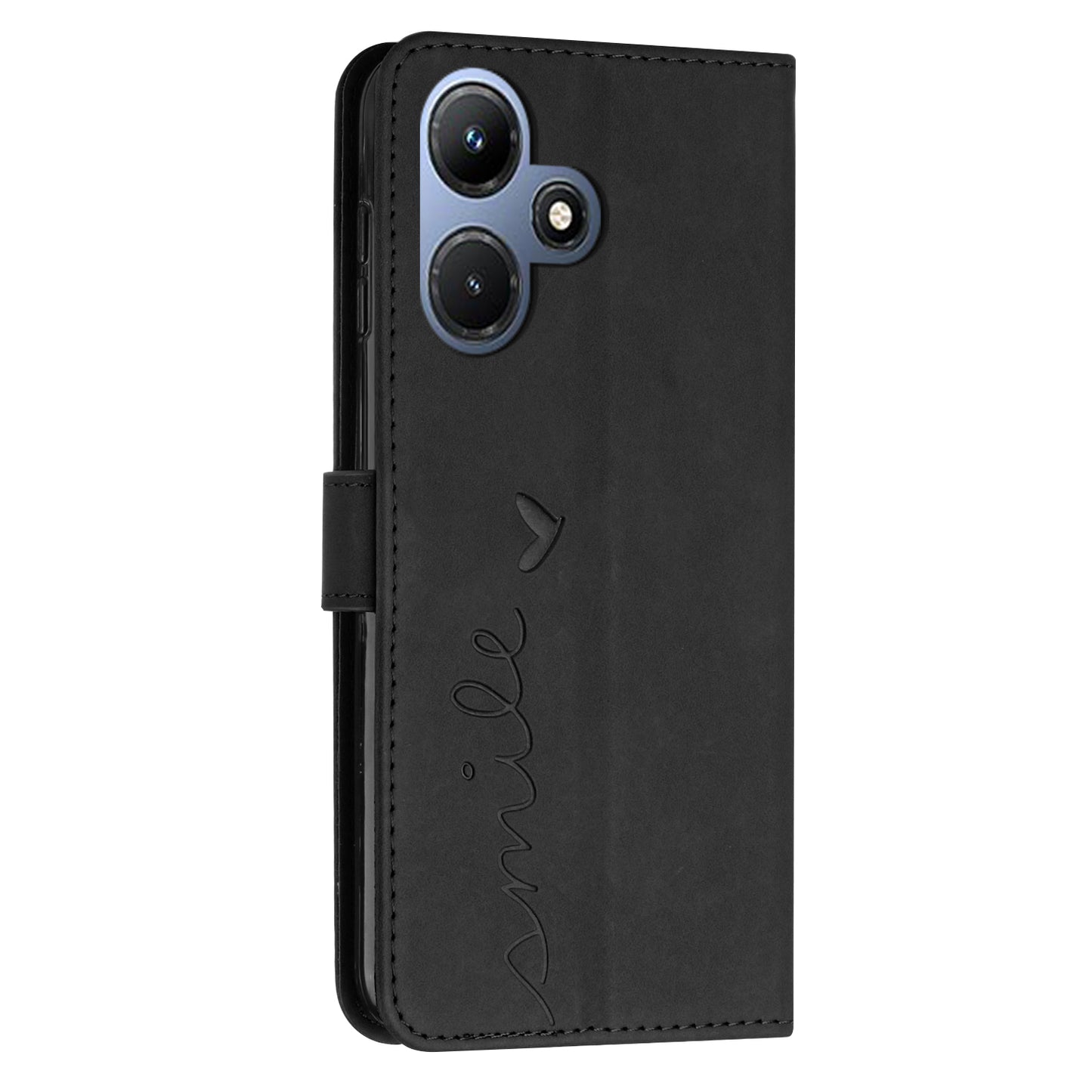 For Infinix Hot 30i Phone Cover Heart Imprint Leather Wallet Stand Phone Case with Shoulder Strap
