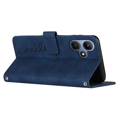 For Infinix Hot 30i Phone Cover Heart Imprint Leather Wallet Stand Phone Case with Shoulder Strap
