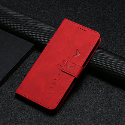 For Infinix Hot 30i Phone Cover Heart Imprint Leather Wallet Stand Phone Case with Shoulder Strap