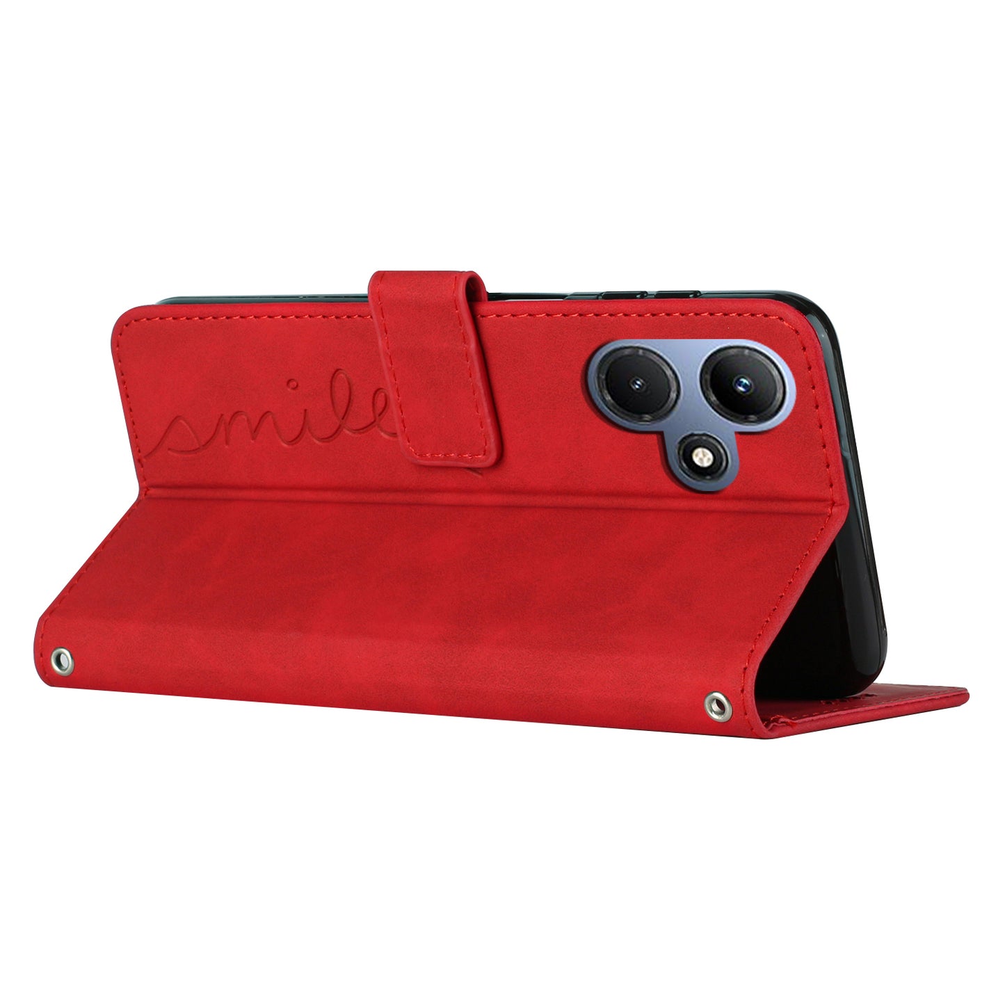 For Infinix Hot 30i Phone Cover Heart Imprint Leather Wallet Stand Phone Case with Shoulder Strap