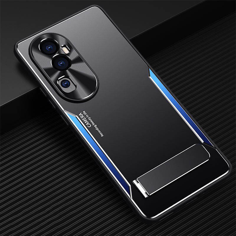 For Oppo Reno10 Pro+ 5G TPU + Aluminium Alloy Phone Case Kickstand Shockproof Phone Cover