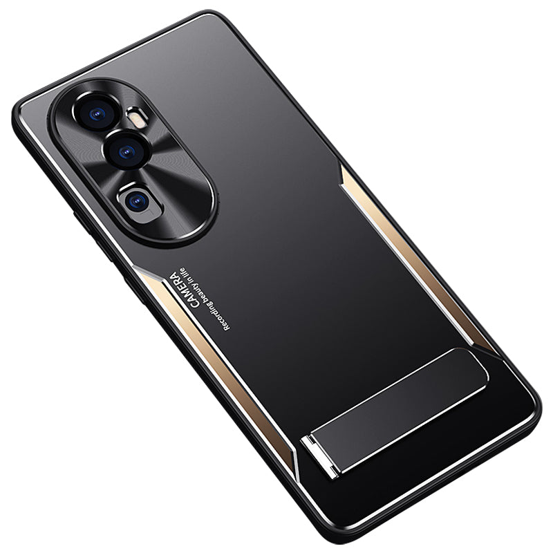 For Oppo Reno10 Pro+ 5G TPU + Aluminium Alloy Phone Case Kickstand Shockproof Phone Cover