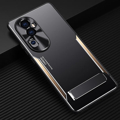 For Oppo Reno10 Pro+ 5G TPU + Aluminium Alloy Phone Case Kickstand Shockproof Phone Cover