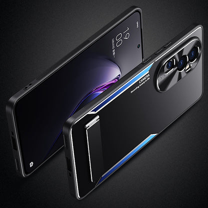 For Oppo Reno10 Pro+ 5G TPU + Aluminium Alloy Phone Case Kickstand Shockproof Phone Cover