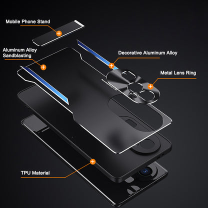 For Oppo Reno10 Pro+ 5G TPU + Aluminium Alloy Phone Case Kickstand Shockproof Phone Cover