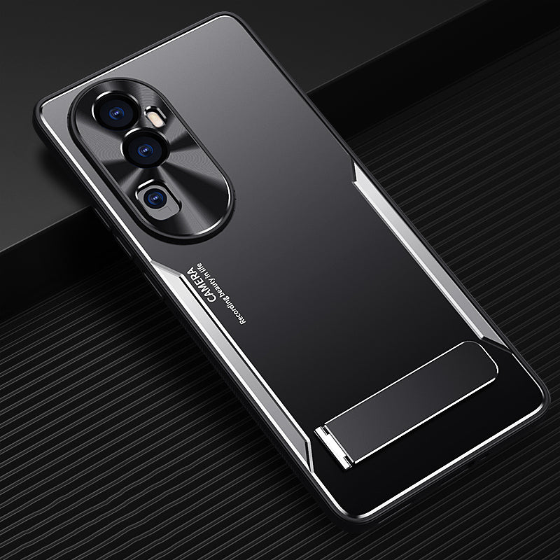 For Oppo Reno10 Pro+ 5G TPU + Aluminium Alloy Phone Case Kickstand Shockproof Phone Cover
