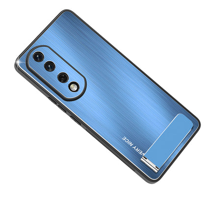 For Honor 90 Pro Kickstand Phone Case Anti-Fall Aluminium Alloy Back TPU Frame Brushed Cover