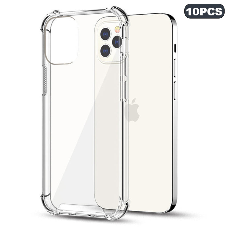 10Pcs For iPhone 14 Pro Max 1.5mm Clear Phone Case Shockproof Corner Acrylic + TPU Cover