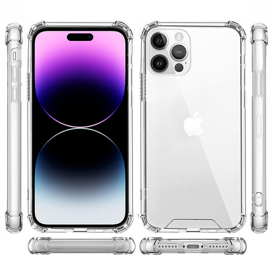 10Pcs For iPhone 14 Pro Max 1.5mm Clear Phone Case Shockproof Corner Acrylic + TPU Cover