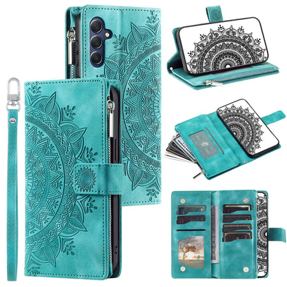 For Samsung Galaxy M54 5G / F54 5G Imprinted Phone Case Imprinted Mandala Flower Pattern PU Leather Stand Cover