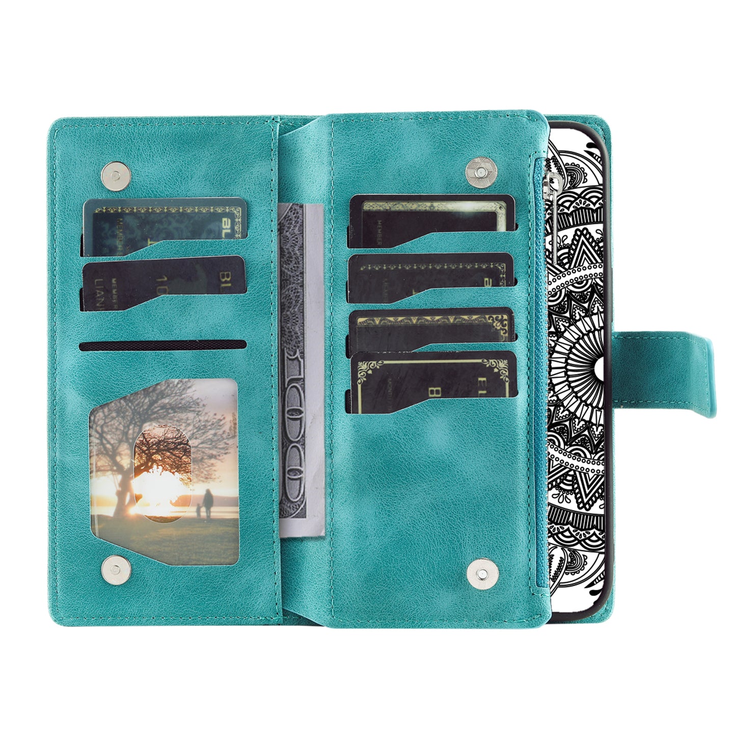 For Samsung Galaxy M54 5G / F54 5G Imprinted Phone Case Imprinted Mandala Flower Pattern PU Leather Stand Cover