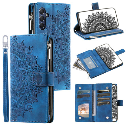 For Samsung Galaxy M54 5G / F54 5G Imprinted Phone Case Imprinted Mandala Flower Pattern PU Leather Stand Cover