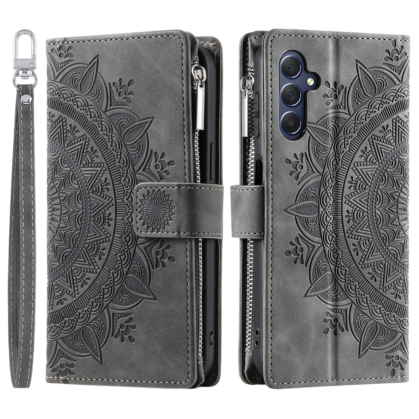 For Samsung Galaxy M54 5G / F54 5G Imprinted Phone Case Imprinted Mandala Flower Pattern PU Leather Stand Cover