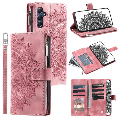For Samsung Galaxy M54 5G / F54 5G Imprinted Phone Case Imprinted Mandala Flower Pattern PU Leather Stand Cover