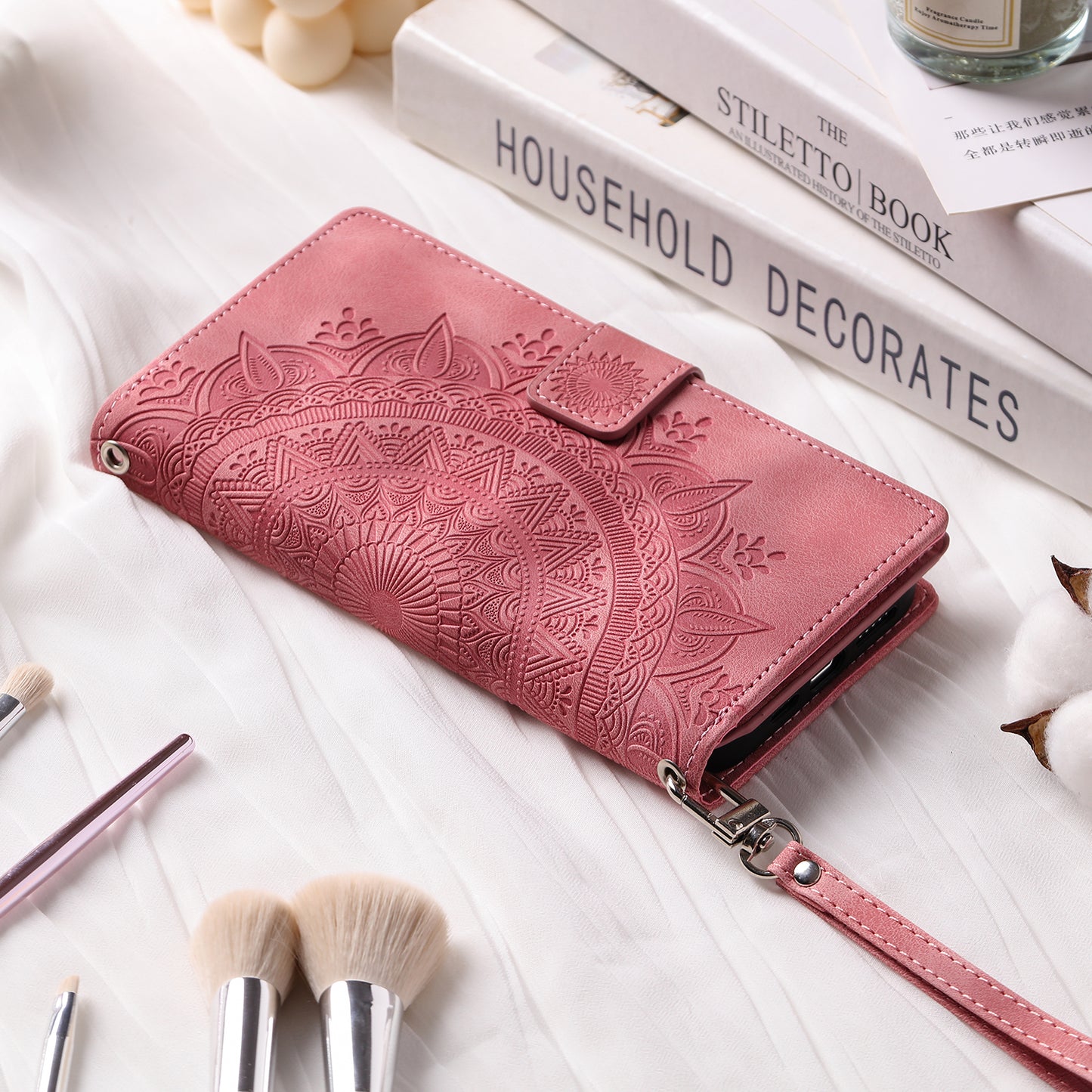 For Samsung Galaxy M54 5G / F54 5G Imprinted Phone Case Imprinted Mandala Flower Pattern PU Leather Stand Cover