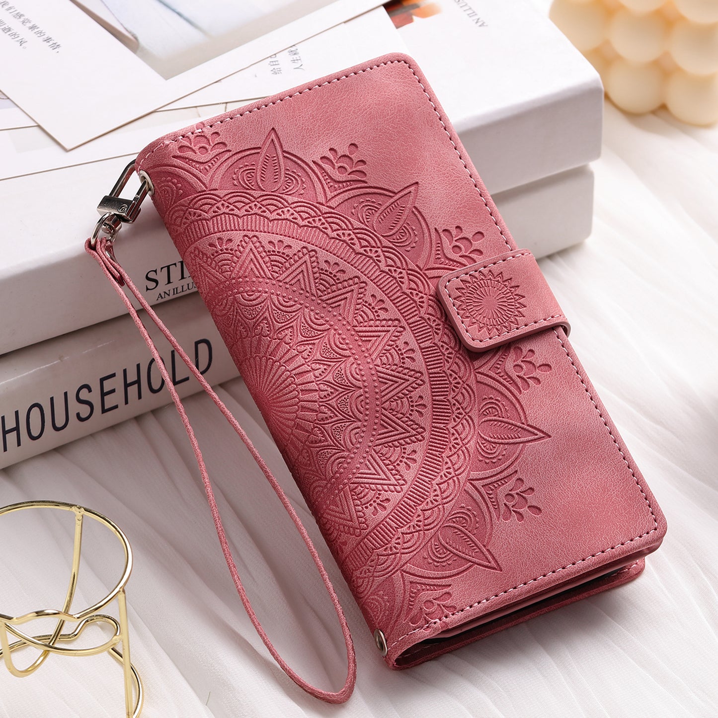 For Samsung Galaxy M54 5G / F54 5G Imprinted Phone Case Imprinted Mandala Flower Pattern PU Leather Stand Cover