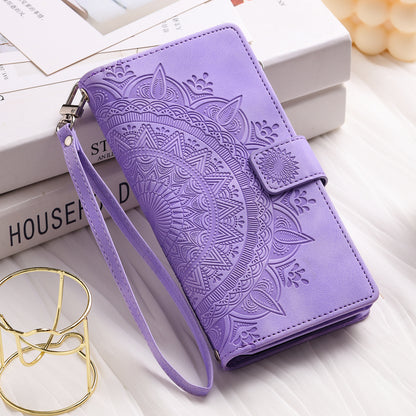 For Samsung Galaxy M54 5G / F54 5G Imprinted Phone Case Imprinted Mandala Flower Pattern PU Leather Stand Cover