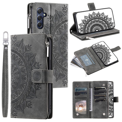 For Samsung Galaxy M54 5G / F54 5G Imprinted Phone Case Imprinted Mandala Flower Pattern PU Leather Stand Cover