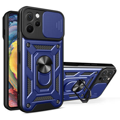 For Huawei nova Y61 4G Slide Lens Protection Phone Case PC+TPU Kickstand Cover