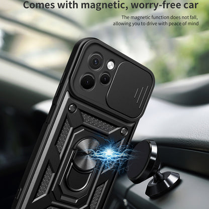 For Huawei nova Y61 4G Slide Lens Protection Phone Case PC+TPU Kickstand Cover