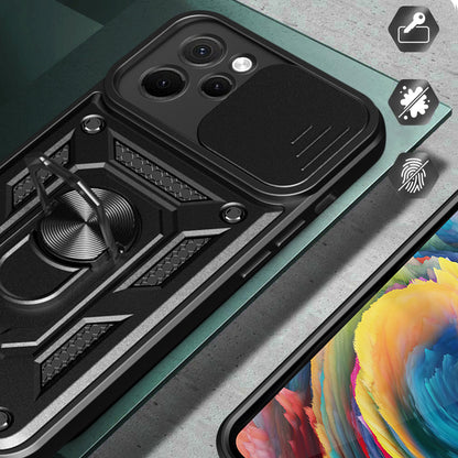 For Huawei nova Y61 4G Slide Lens Protection Phone Case PC+TPU Kickstand Cover