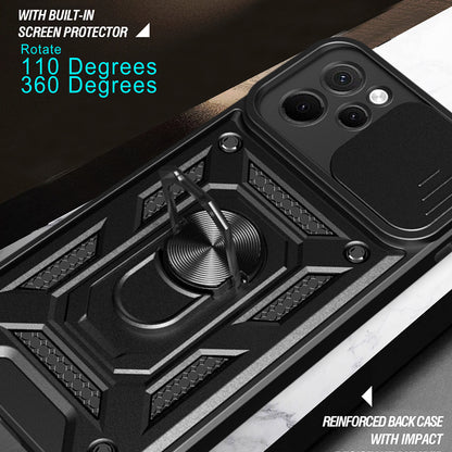 For Huawei nova Y61 4G Slide Lens Protection Phone Case PC+TPU Kickstand Cover