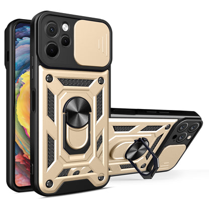 For Huawei nova Y61 4G Slide Lens Protection Phone Case PC+TPU Kickstand Cover