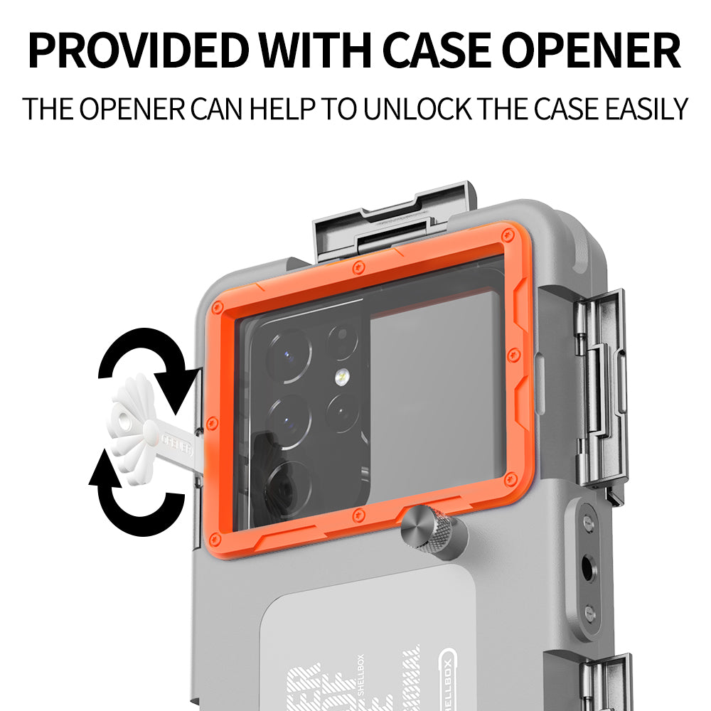 SHELLBOX 15M Underwater IPX8 Waterproof Diving Case for iPhone 14 Series / 13 Series / 12 Series Full Body Phone Shell II with Anti-lost Rope