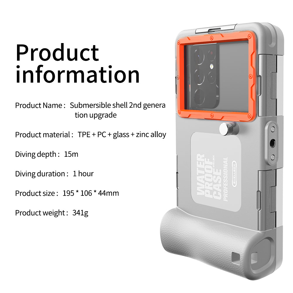 SHELLBOX 15M Underwater IPX8 Waterproof Diving Case for iPhone 14 Series / 13 Series / 12 Series Full Body Phone Shell II with Anti-lost Rope