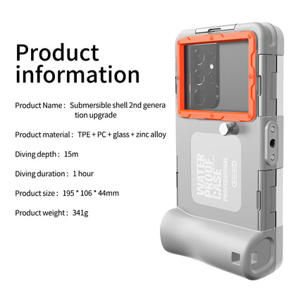 SHELLBOX 15M Underwater IPX8 Waterproof Diving Case for iPhone 14 Series / 13 Series / 12 Series Full Body Phone Shell II with Anti-lost Rope