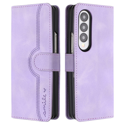 YX003 For Samsung Galaxy Z Fold4 5G PU Leather Wallet Folding Phone Case Imprinted Shockproof Cover