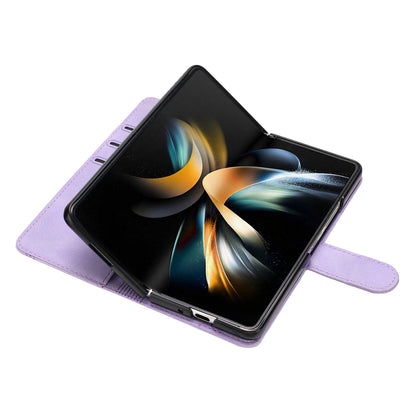 YX003 For Samsung Galaxy Z Fold4 5G PU Leather Wallet Folding Phone Case Imprinted Shockproof Cover