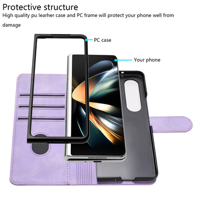 YX003 For Samsung Galaxy Z Fold4 5G PU Leather Wallet Folding Phone Case Imprinted Shockproof Cover